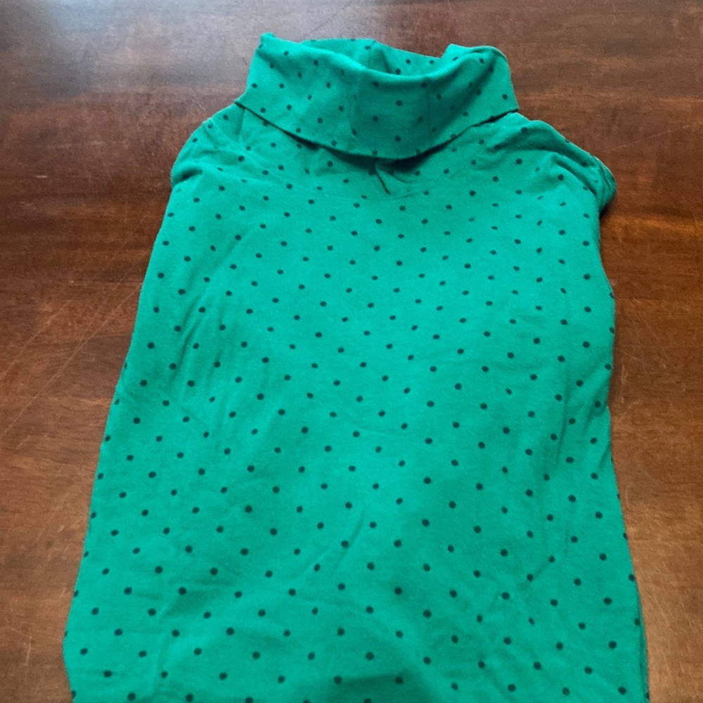 Lands' End Teal Polka Dot Long Sleeve Tee